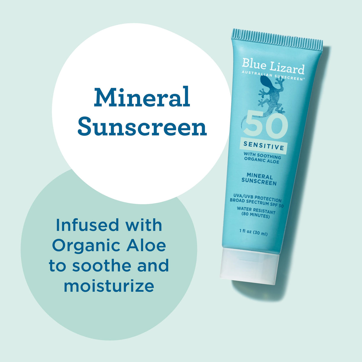 BLUE LIZARD organic aloe vera ingredient image highlighting soothing benefit