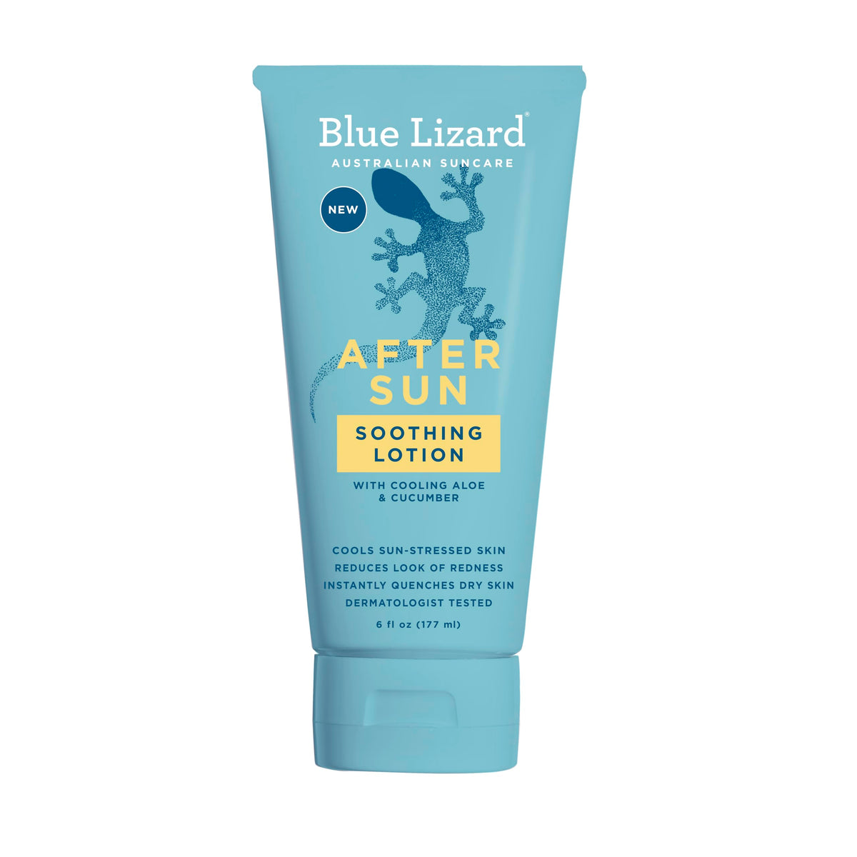 Blue Lizard front packaging showing after-sun lotion benefits