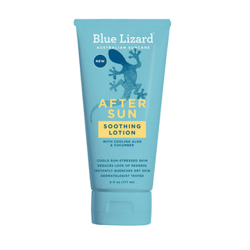 Blue Lizard front packaging showing after-sun lotion benefits