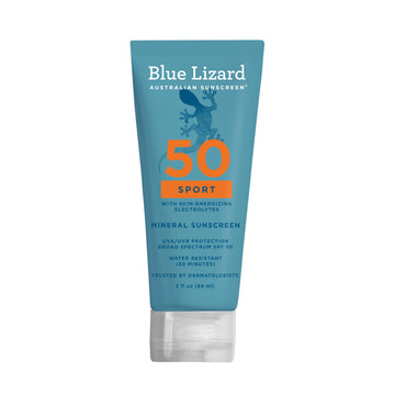 Blue Lizard front packaging showing SPF 50 and sport use benefit