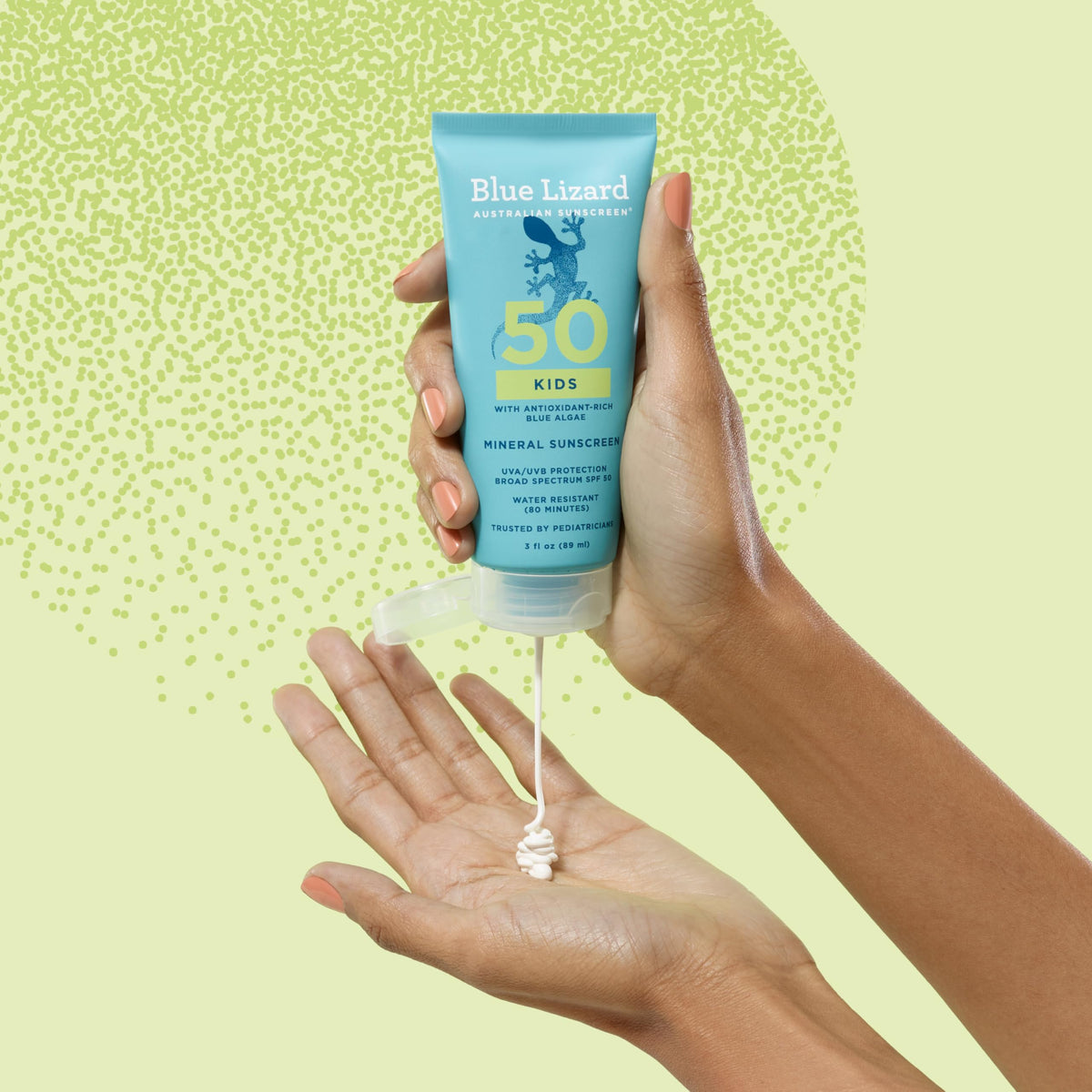 Blue Lizard label close-up highlighting reef-safe and paraben-free benefits
