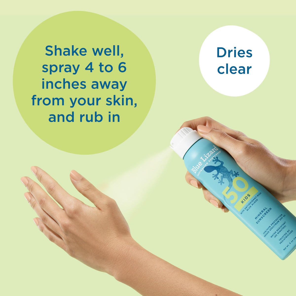 Blue Lizard five-fluid-ounce bottle in adult hand for size and portability