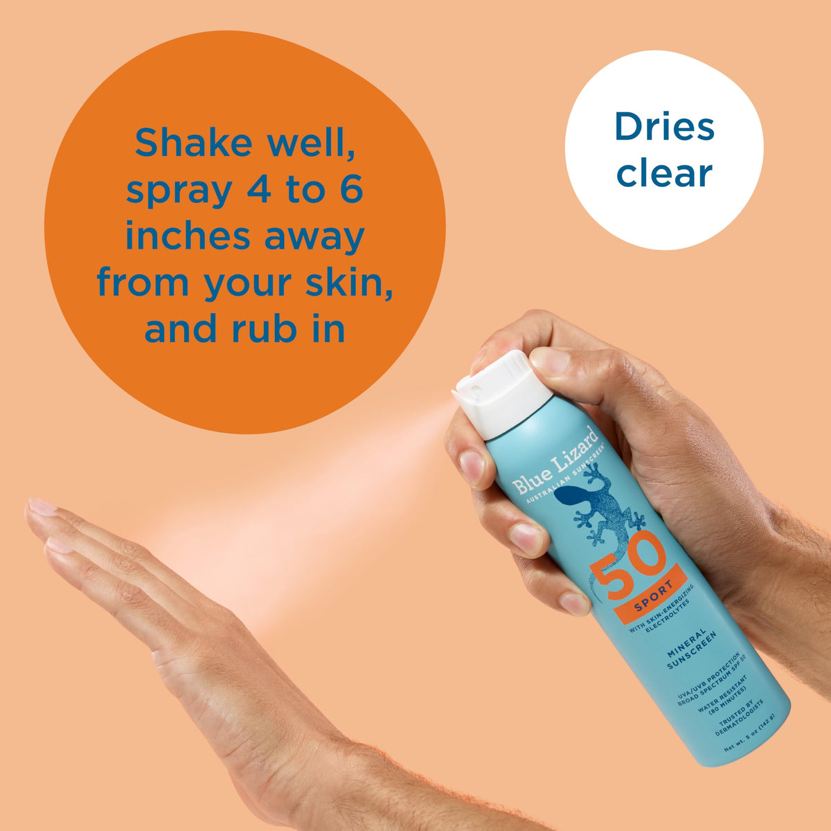 BLUE LIZARD applied to face via hands for safe, even coverage