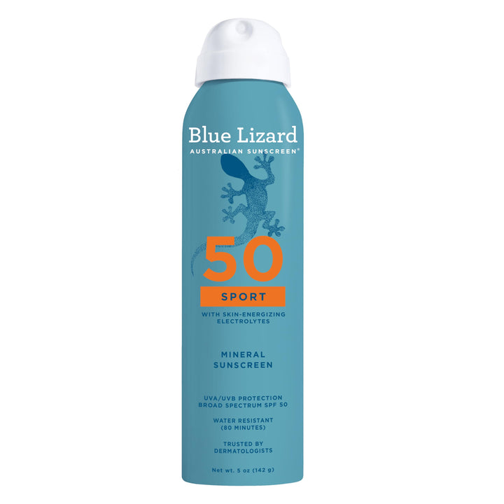 BLUE LIZARD front packaging showing SPF 50+ and sport benefits