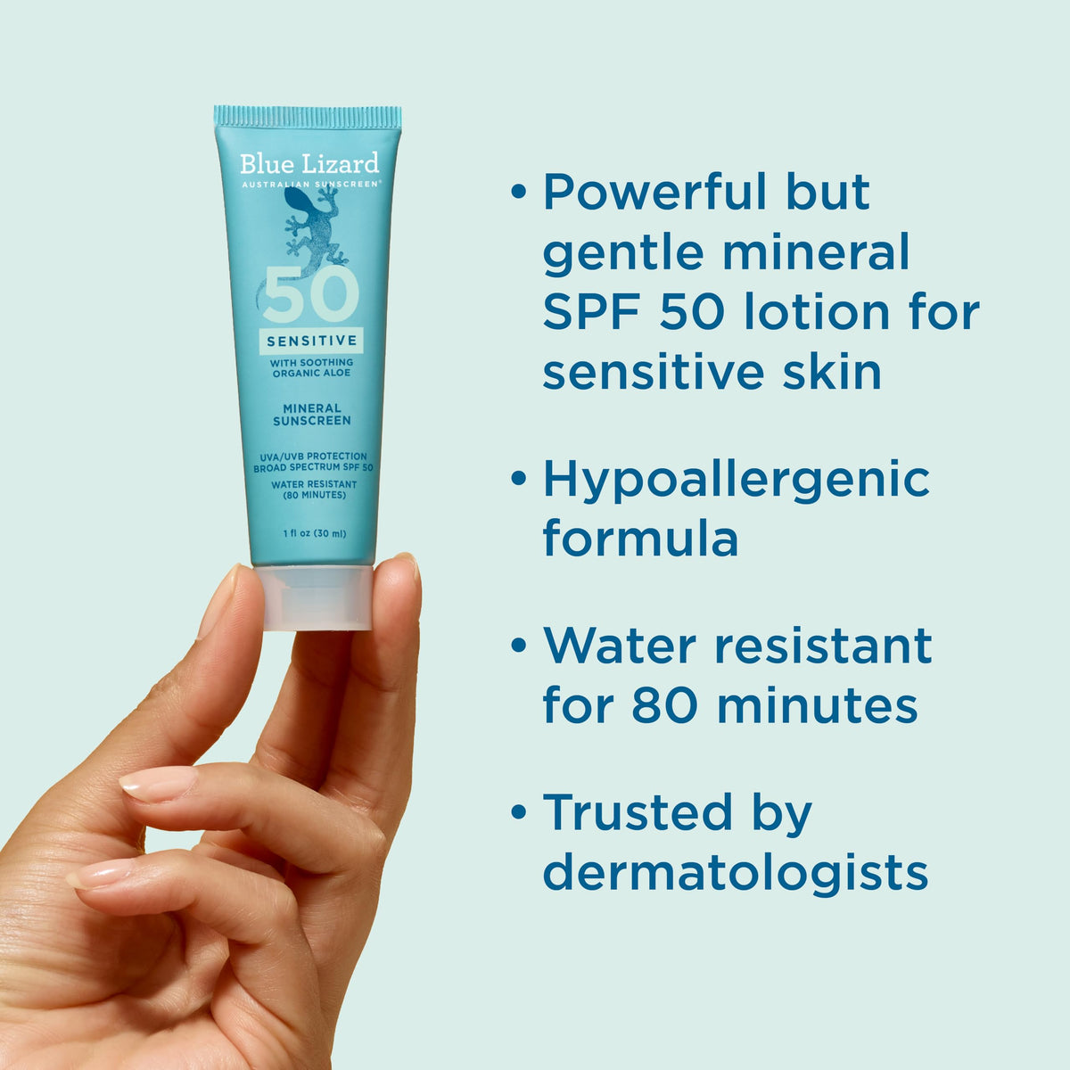 BLUE LIZARD lotion close-up texture demonstrating easy application and spread