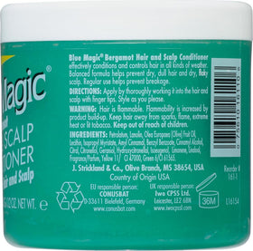 Blue Magic bergamot conditioner texture close-up showing creamy consistency and smooth glide