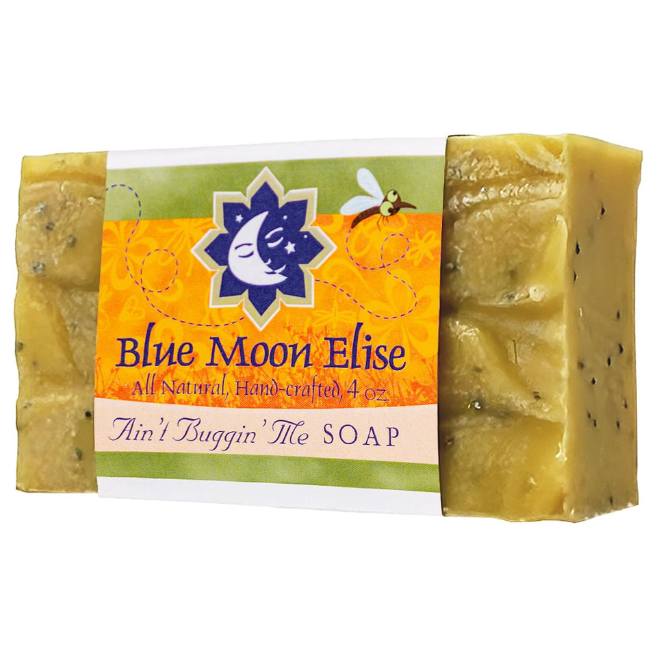 Blue Moon Elise front packaging showing citronella soap and natural appeal