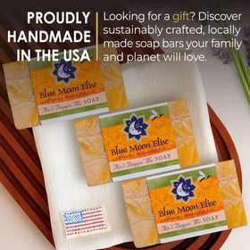 Blue Moon Elise soap used outdoors at campsite offering natural protection