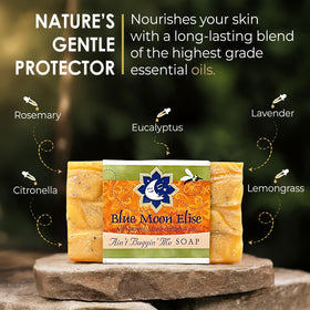Blue Moon Elise close-up of soap texture and natural ingredients for gentle cleansing