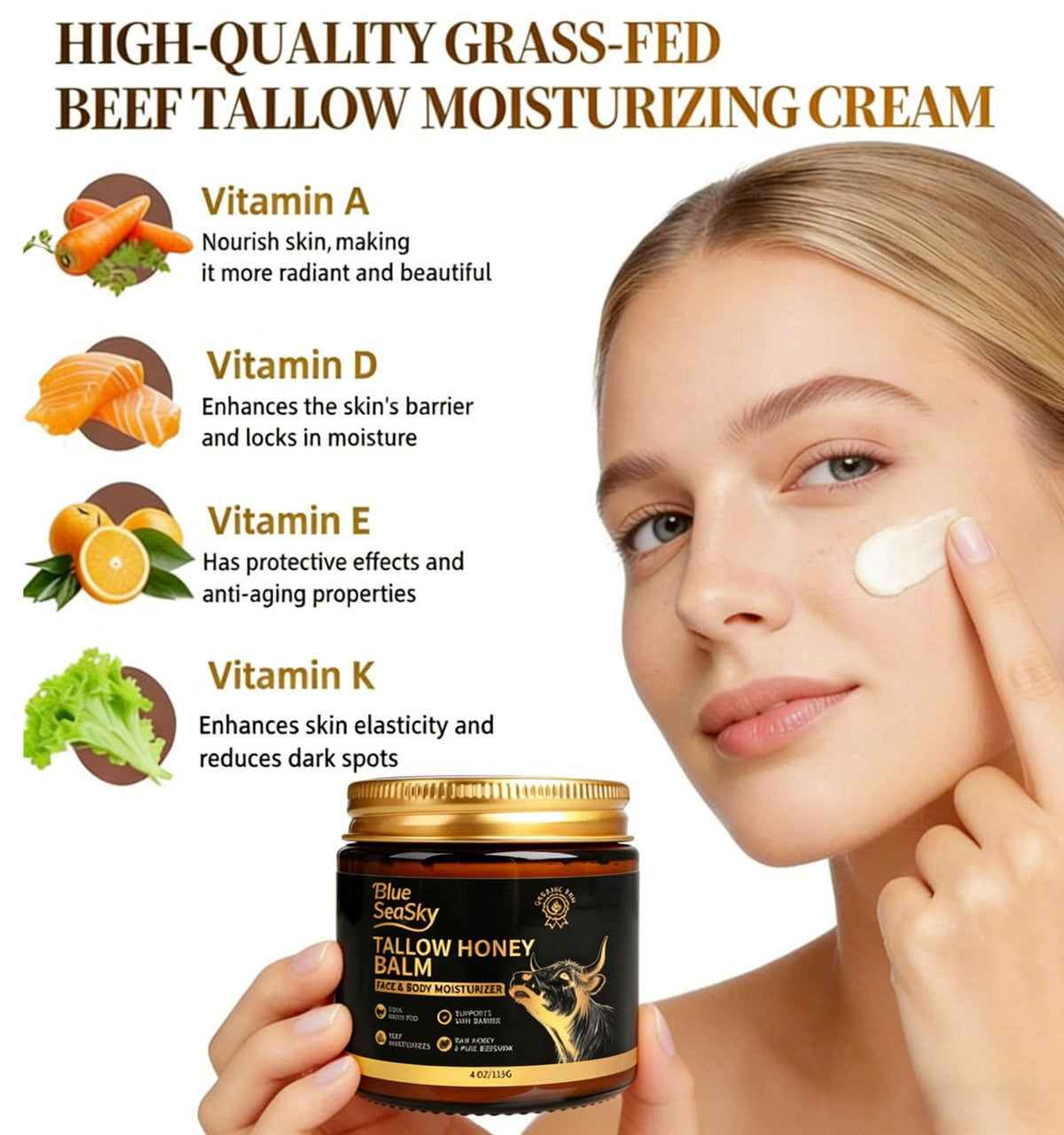 Blue Sea Sky balm applied on hand demonstrating fast absorption benefit