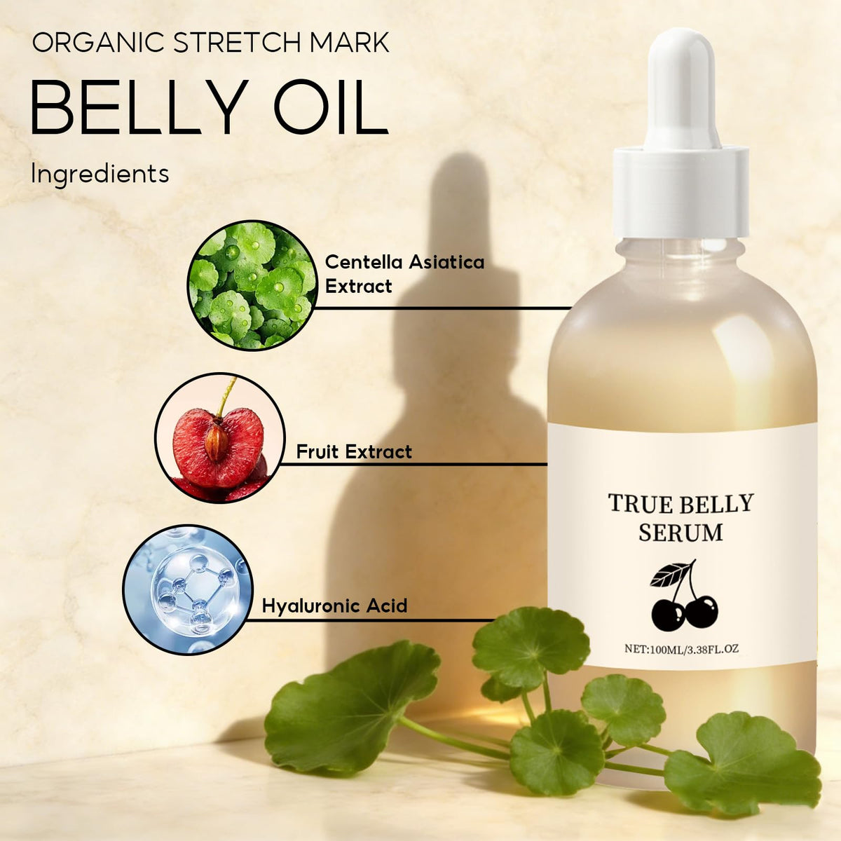 BlueBouff ingredient label highlighting cherry extract and hyaluronic acid benefits