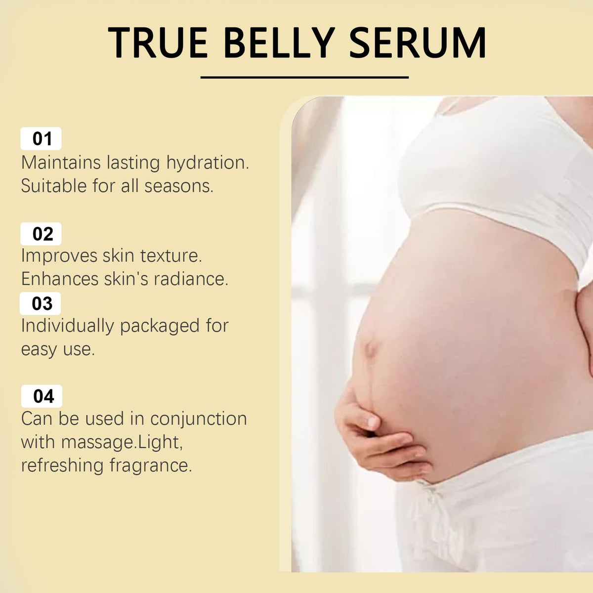 BlueBouff oil being massaged onto a belly to show easy application and comfort