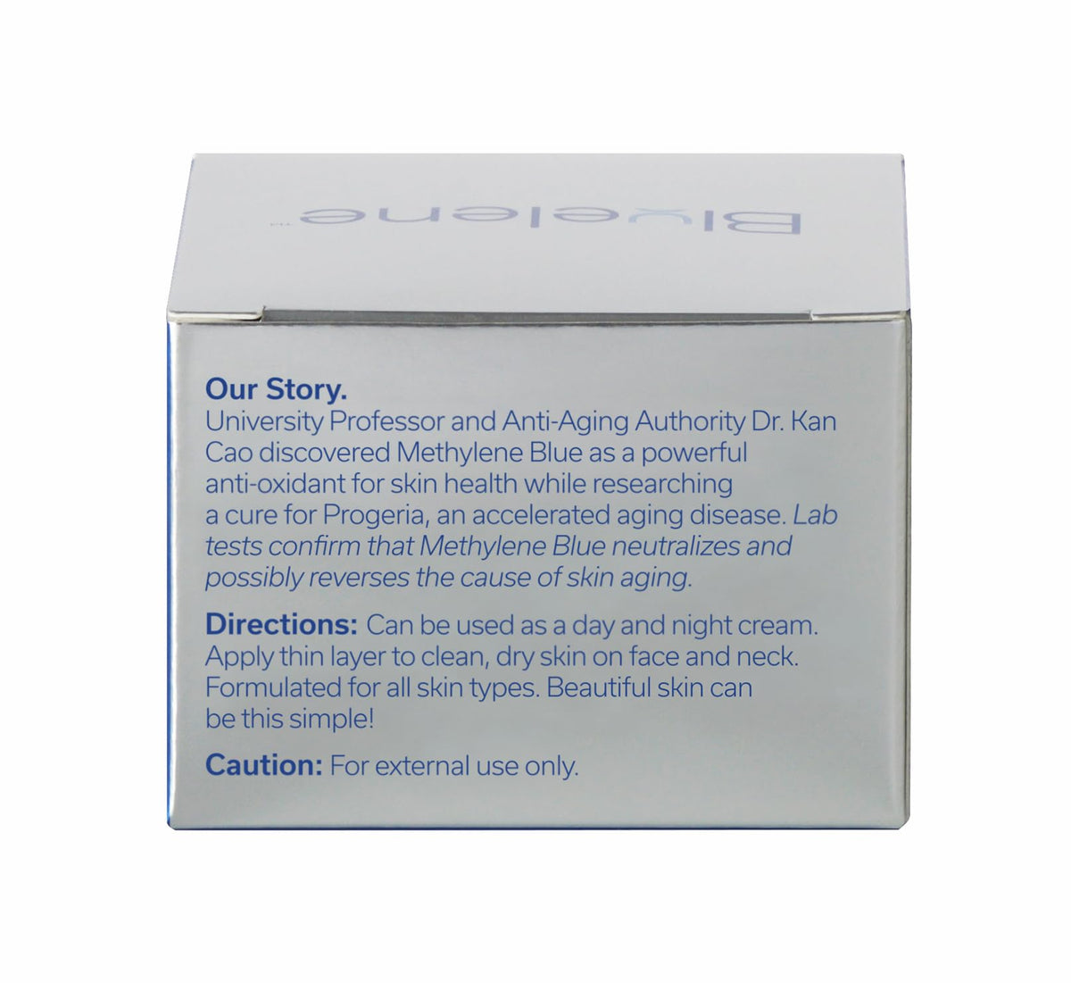 Bluelene swatch applied to skin showing quick absorption and moisturized finish benefit