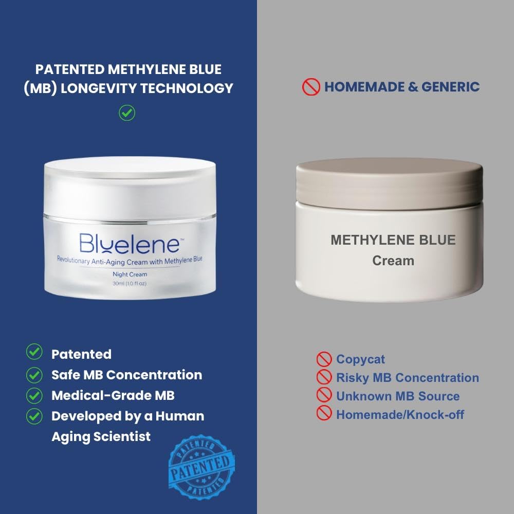 Bluelene open jar top view showing blue-tinted formula and calm appearance benefit