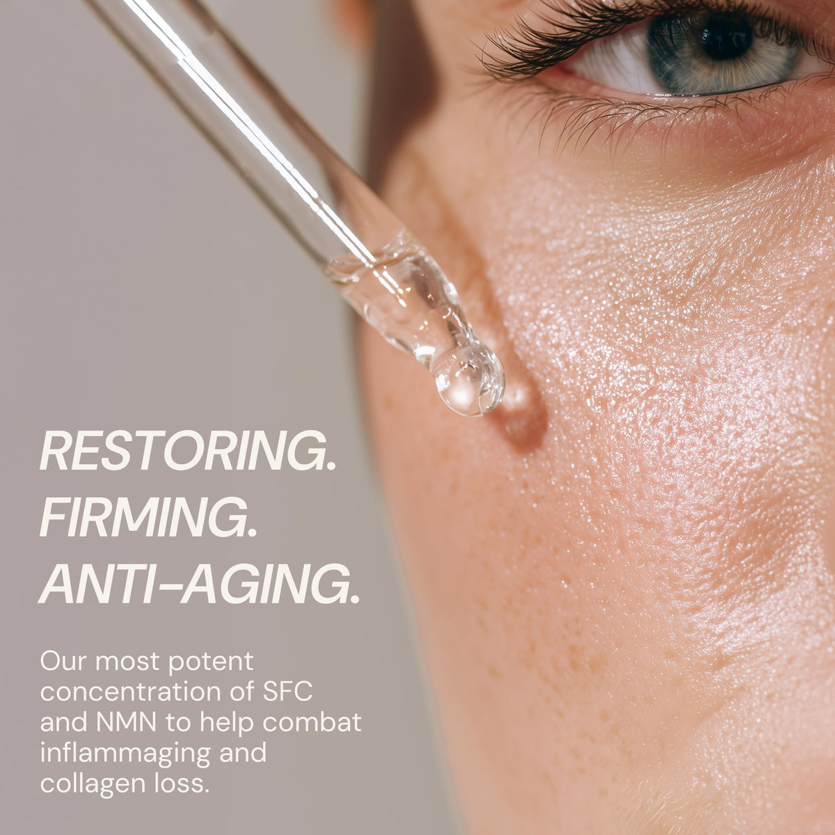 Blueprint Bryan Johnson serum texture drop on skin demonstrating hydration