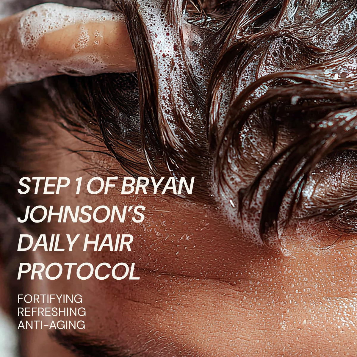 Blueprint Bryan Johnson shampoo texture close-up showing gentle lather and moisturizing feel