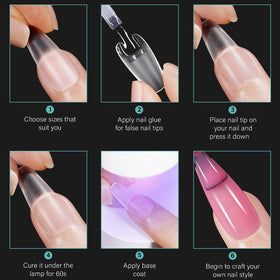 BlueZOO press-on application in hand showing quick salon-style result