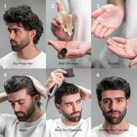 BLUMAAN application on hands demonstrating easy distribution and frizz control benefit