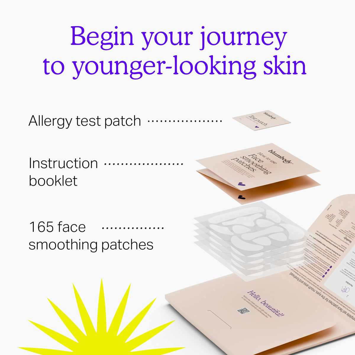 BLUMBODY patch positioned at mouth to smooth smile lines