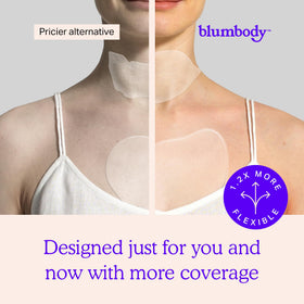 BLUMBODY pad next to a hand to show scale and portability for travel benefit