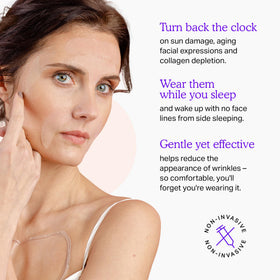 BLUMBODY patches applied to forehead to reduce sleep creases