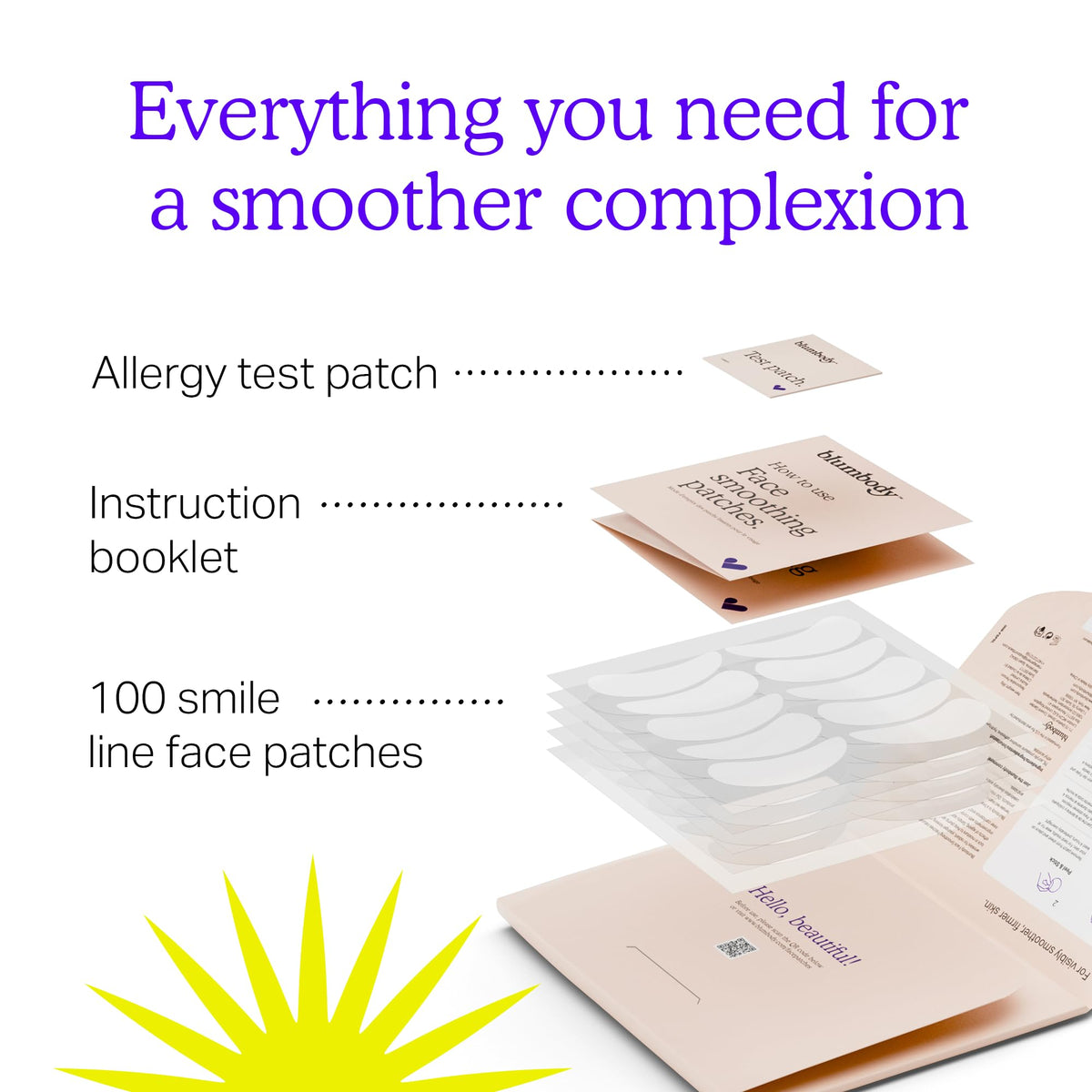 BLUMBODY patch held in hand to show real size and easy application
