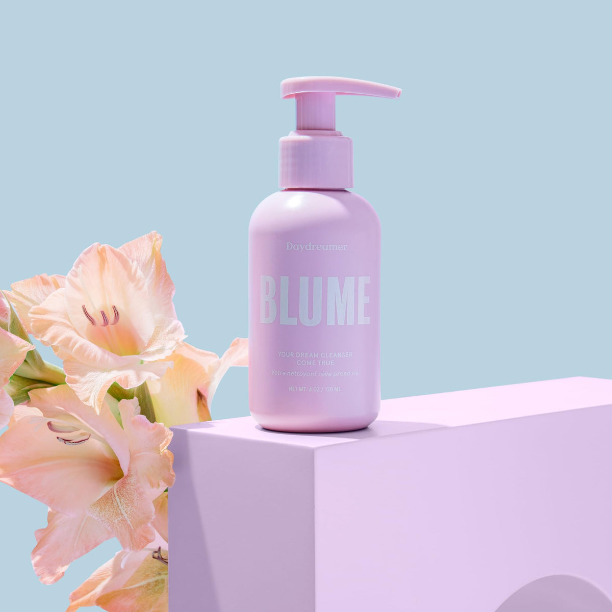 Blume face wash in bathroom routine demonstrating calming morning use