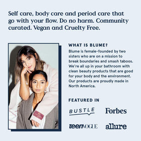 Blume products styled on bathroom vanity for travel-ready skincare routine