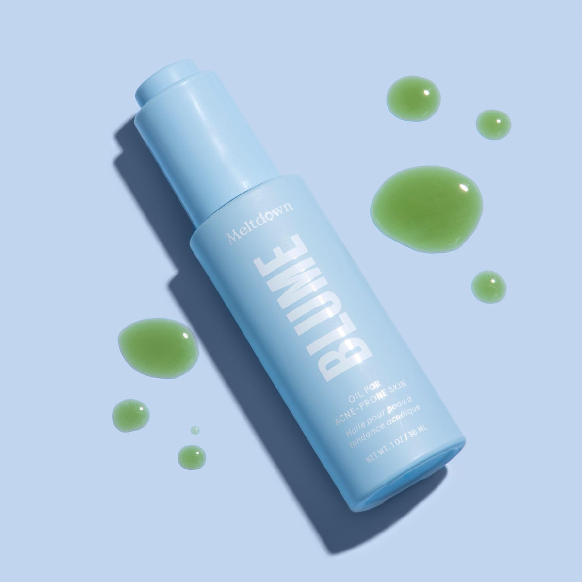 Blume Meltdown applied on hand to show drop size and fast-absorbing benefit