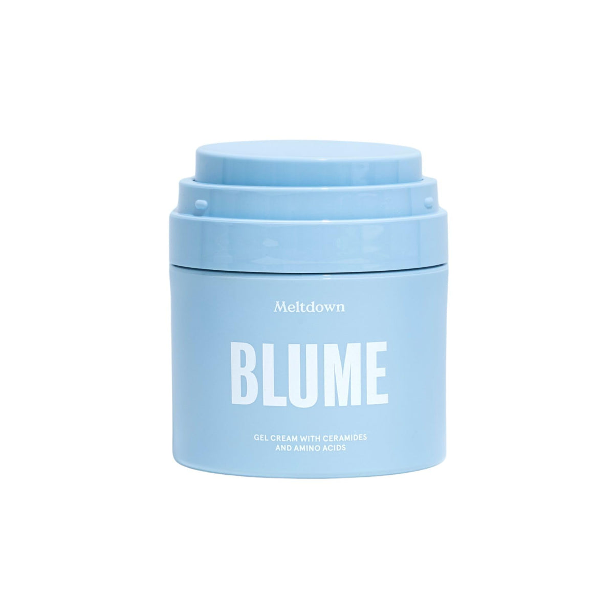 Blume front packaging showing the Meltdown Gel moisturizer and benefits