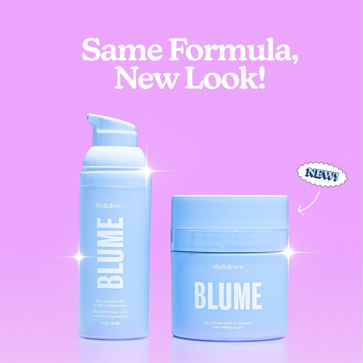 Blume open jar texture close-up showing lightweight gel cream smoothing