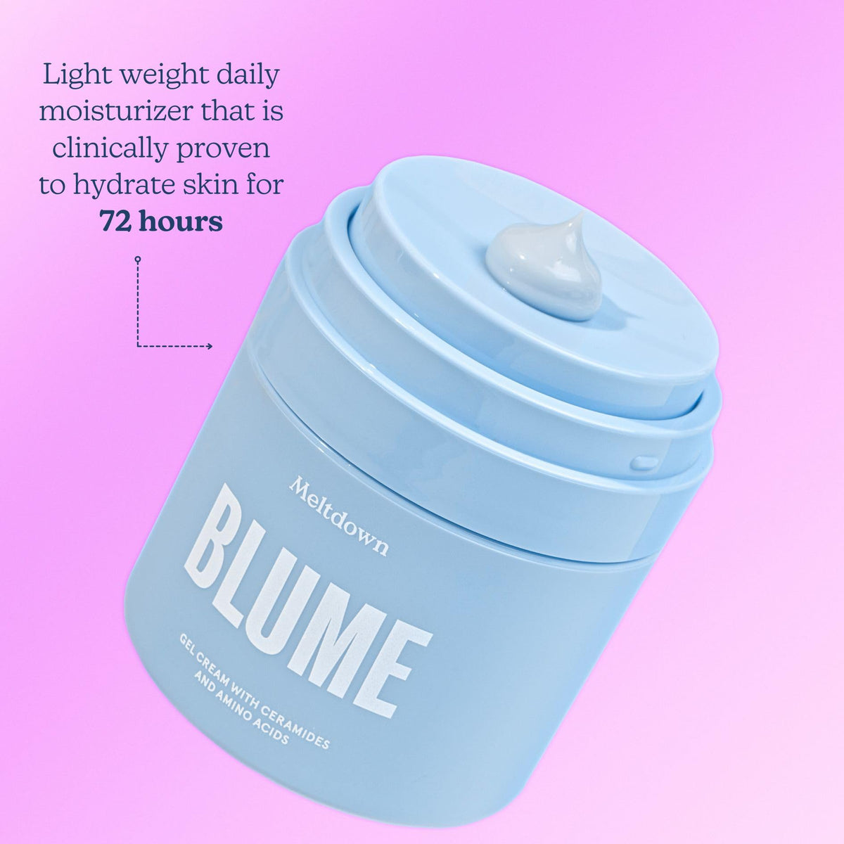 Blume pump dispense closeup releasing lightweight gel for easy application