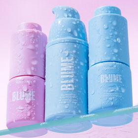 Blume serum being dispensed onto hand to show gentle application and absorption