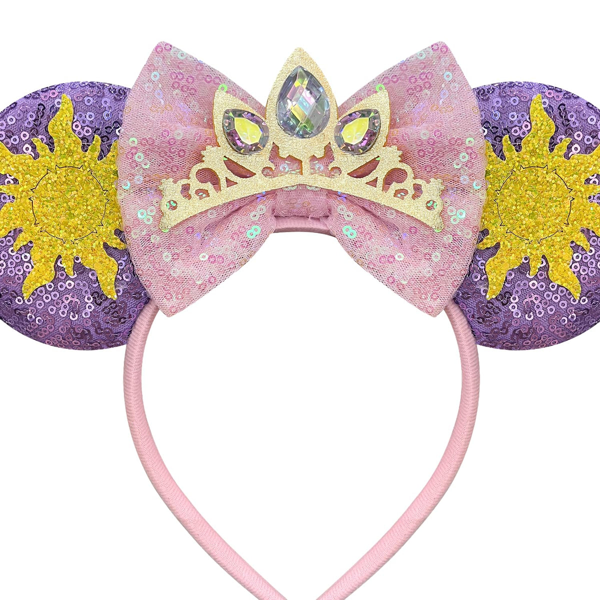 Bmobuo front view of princess mouse ears headband shows crown and star, playful accessory benefit