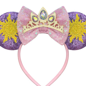 Bmobuo front view of princess mouse ears headband shows crown and star, playful accessory benefit