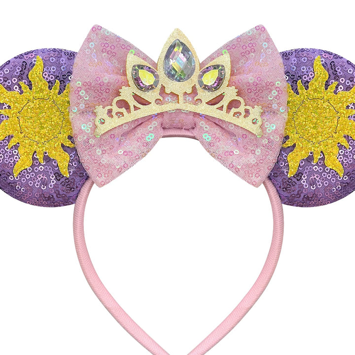 Bmobuo front view of princess mouse ears headband shows crown and star, playful accessory benefit