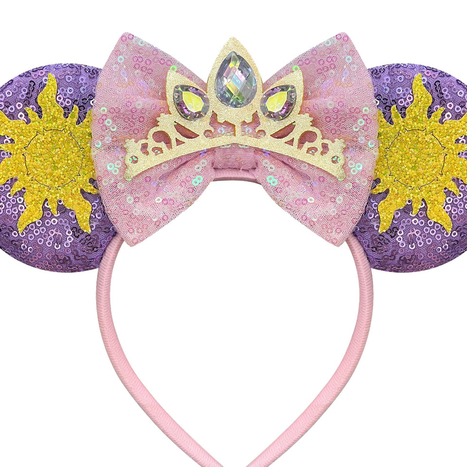 Bmobuo front view of princess mouse ears headband shows crown and star, playful accessory benefit