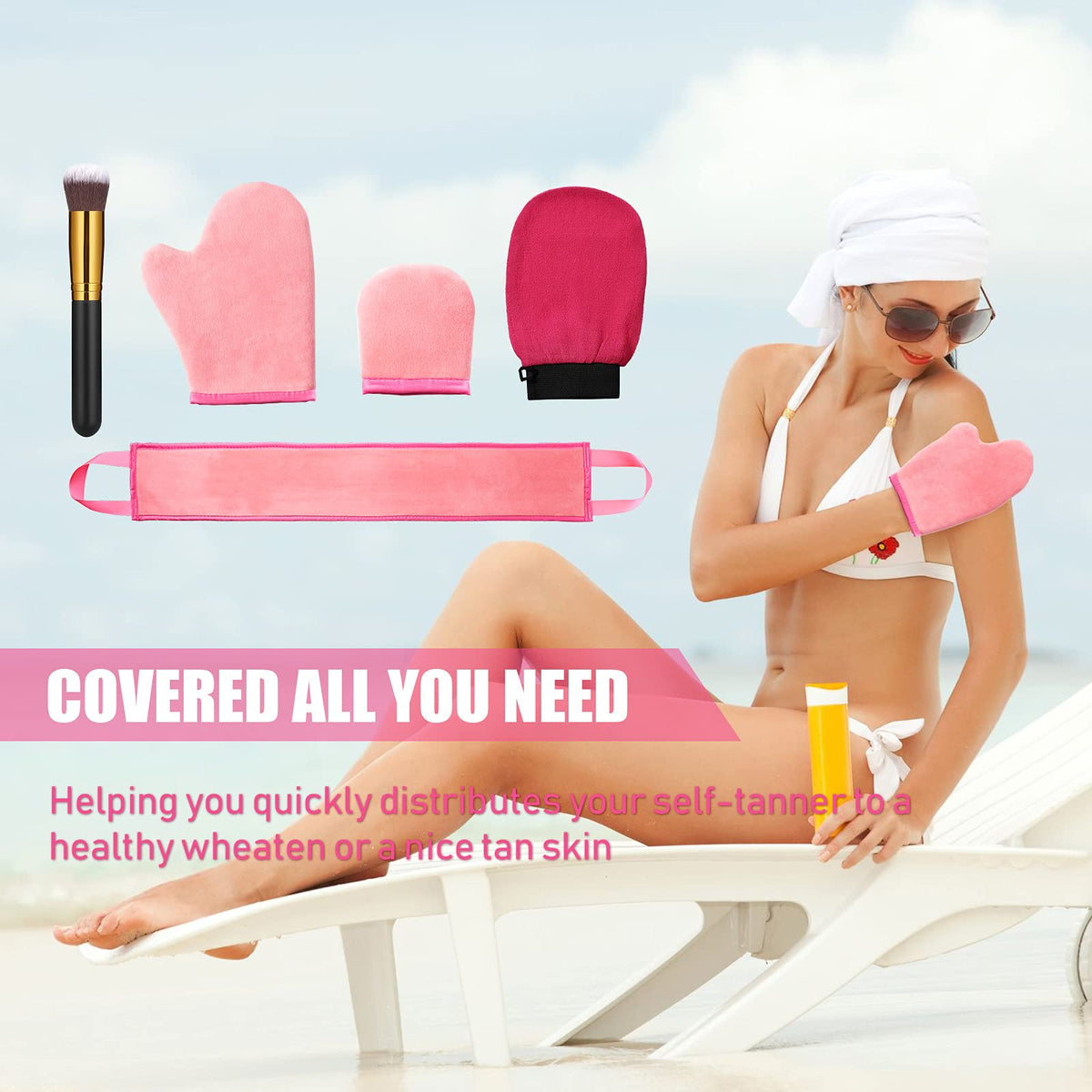 Boao back lotion applicator being used to reach shoulders for even coverage benefit