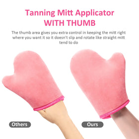Boao mini face mitt and flat brush held together to show precision application benefit
