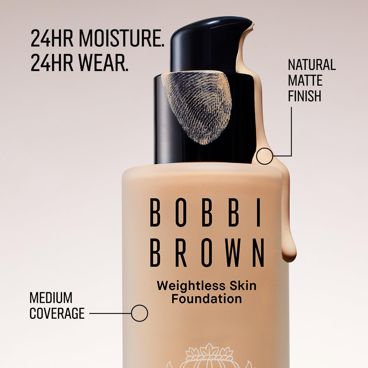 Bobbi Brown application with damp sponge for natural finish