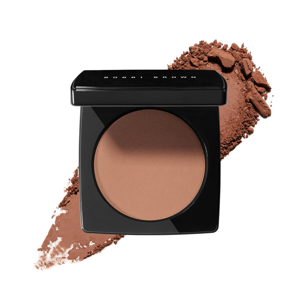 Bobbi Brown compact front view showing sleek packaging and portable design benefit