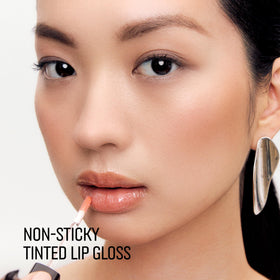 Bobbi Brown close-up texture swatch showing lightweight glossy cushiony feel benefit