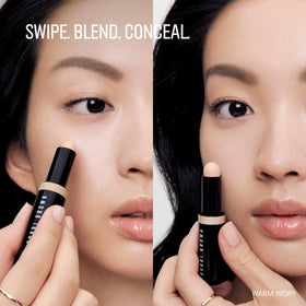 Bobbi Brown blended swatch before and after showing natural coverage