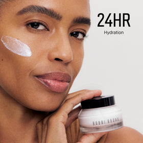 Bobbi Brown label ingredients close-up displaying hyaluronic acid and enriched mineral water benefits