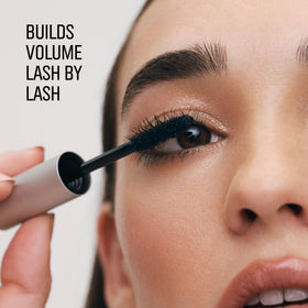 Bobbi Brown mascara texture swiped to show rich kohl-black pigment and smooth application