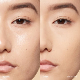 Bobbi Brown pressed powder texture close-up highlighting fine, mattifying finish and blendability