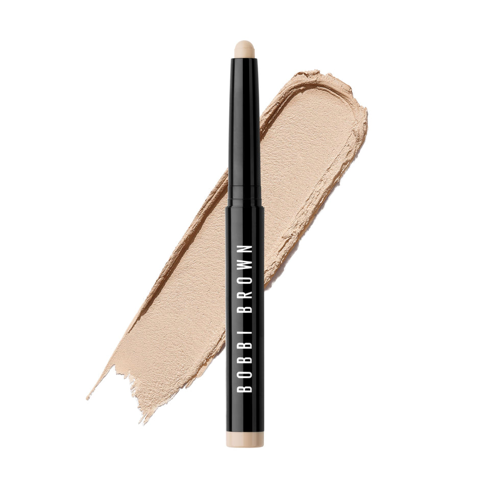 Bobbi Brown front packaging of Bone shadow stick showing shade and branding benefit