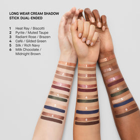 Bobbi Brown shadow stick beside a makeup brush to show compact size and easy portability