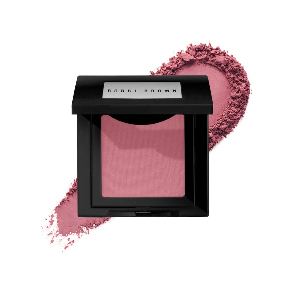Bobbi Brown compact front view showing sleek packaging and desert pink shade benefit: easy storage