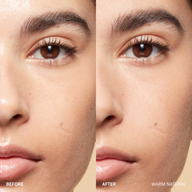 Bobbi Brown powder puff beside open pan illustrating included applicator and convenience
